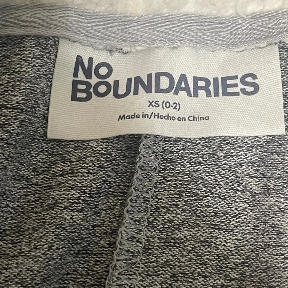 No Boundaries XS Gray Hooded‎ Cardigan Open Front Sweater Knit Jacket